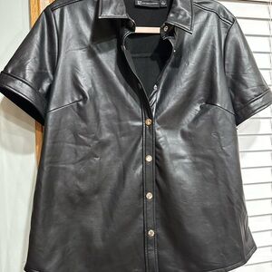 New York & Company Faux Leather Top